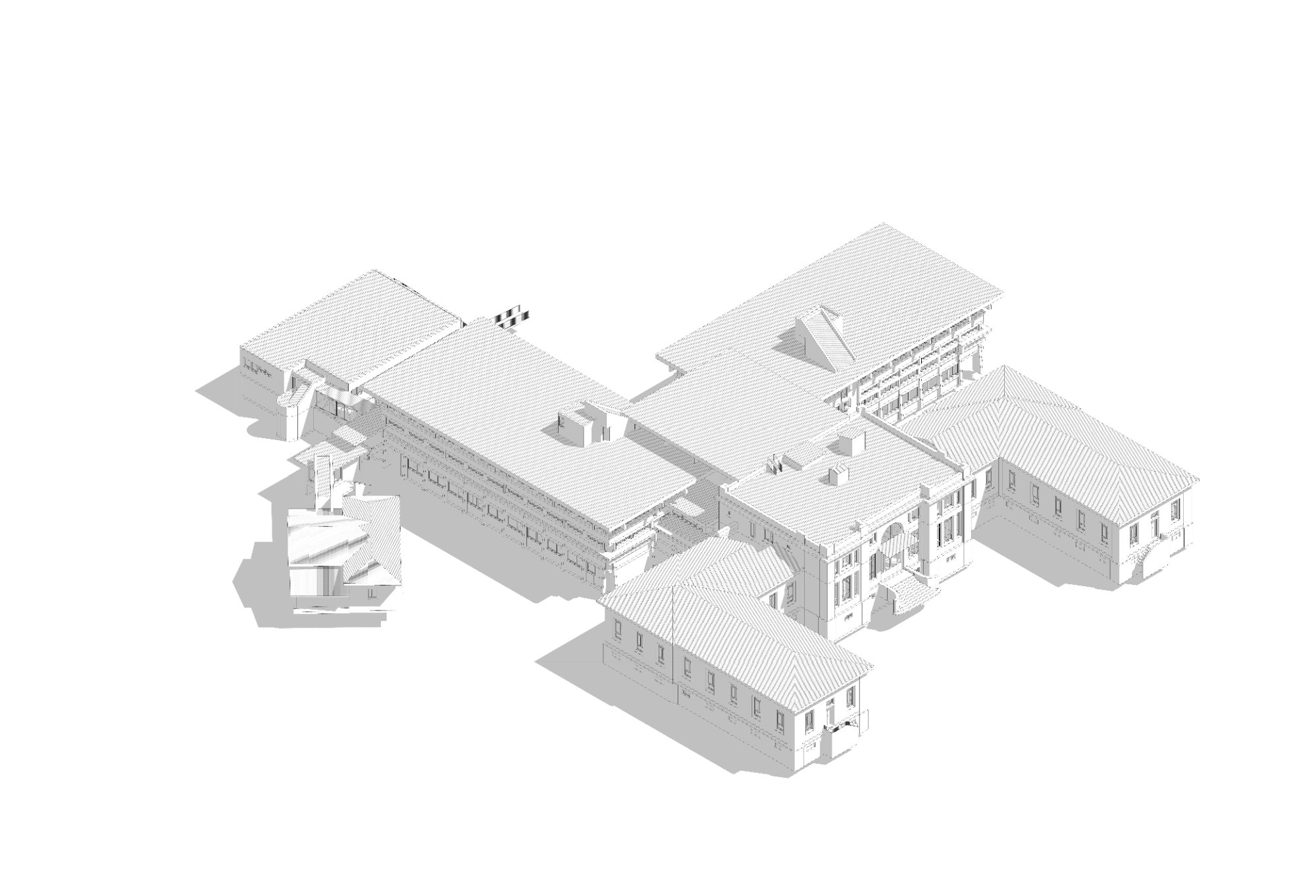 Vista assonometrica del modello BIM del padiglione universitario di Firenze