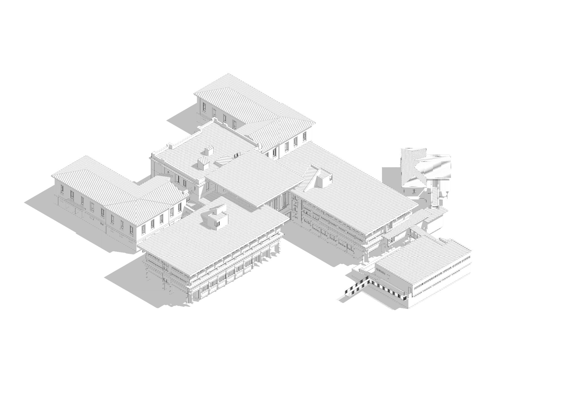 Modello BIM as-built del padiglione universitario di Firenze, vista assonometrica